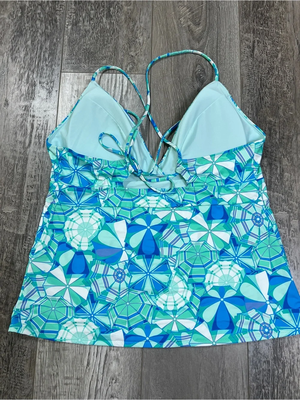 Vineyard Vines Sconset Tankini Top Beach Umbrella Blue Green Crossover Size XL
